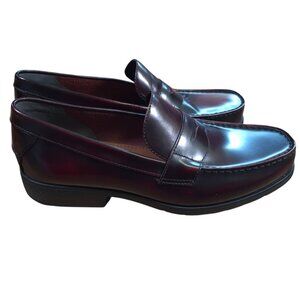 Bostonian Mens Burgundy Leather Penny Loafers Slip On Dress Shoes 10M.